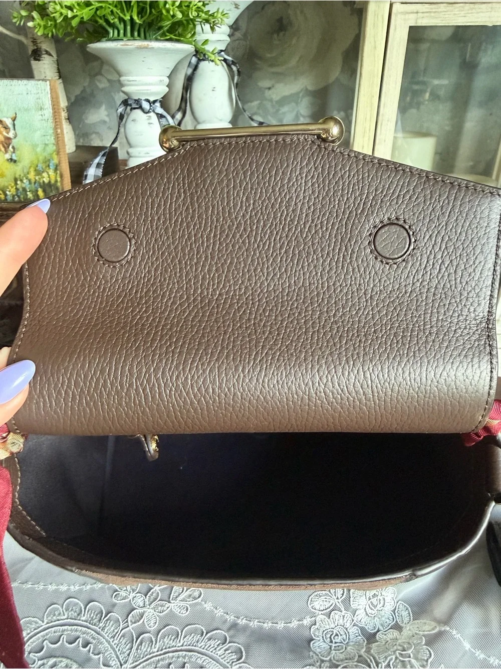 NWOT Strathberry Mosaic Leather Top Handle Bag Purse & Wallet Set-Dkchoclt